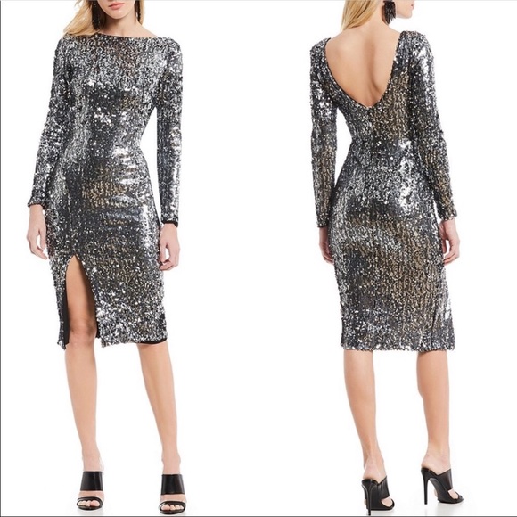 Dress the Population Natalie Silver & Black Dress - Picture 1 of 6